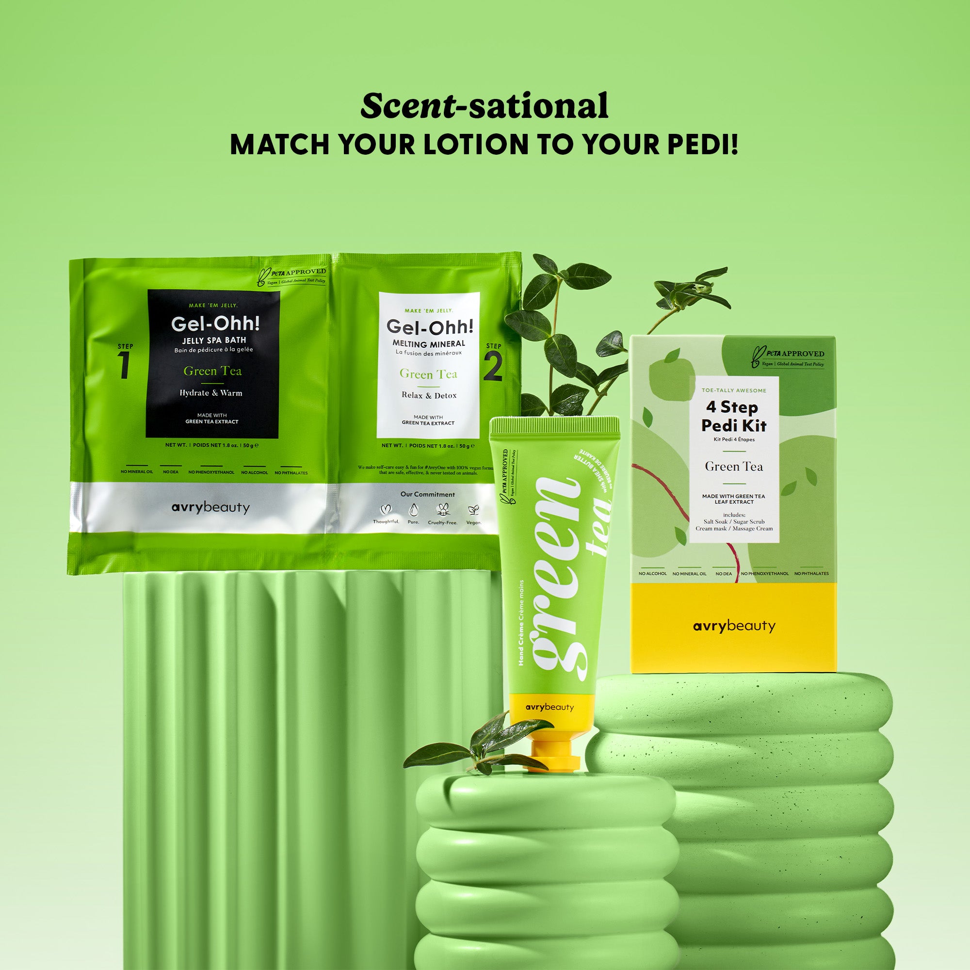 Green Tea 4-Step Pedi Kit | AvryBeauty
